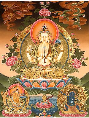 Having Equal Compassion For All (A Masterpiece Painting of The Four-Armed Avalokiteshvara)