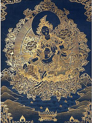 Goddess Green Tara in Blue Complexion