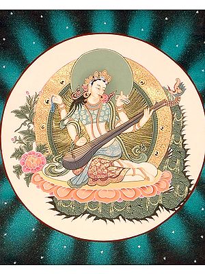 Goddess Saraswati Playing Vina
