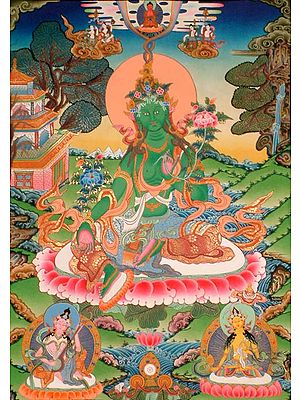 Green Tara Tibetan Thangka Painting