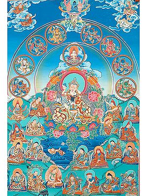 Guru Padmasambhava Father-Mother Surrounded with Twenty-five Chief Disciples