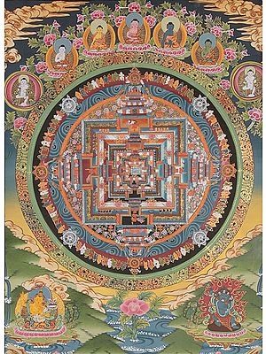 Kalachakra Mandala with Five Dhyani Buddhas Atop