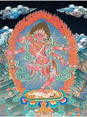 Red Tara Kurukulla with Pancha Mahabhuta Landscape