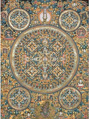 Mandala of Thousand-Armed Avalokiteshvara with Cosmic Buddhas, Guardian Deities and the Deities of Bardo Land