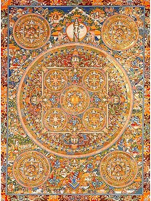 Mandalas of Buddhas with Bodhisattvas and Wrathful Deities (Large Thangka)