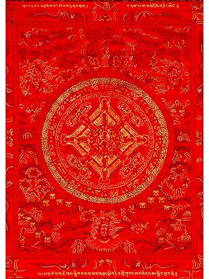 Red Mandala of Buddha with Wrathful Guardians and Great Adepts