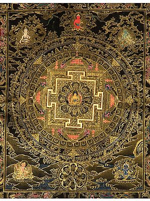 Shakyamuni Buddha Mandala (Black Thangka)