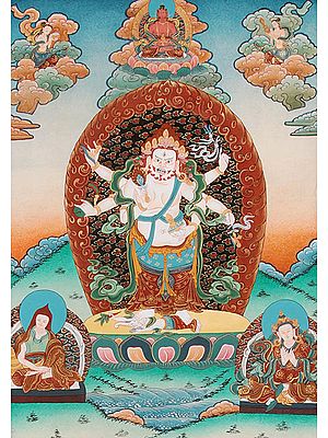 The White Mahakala (Skt. Shad-bhuja Sita Mahakala; Tib. mGon po yid bzhin nor bu)