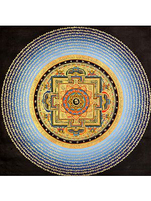 Tibetan Buddhist OM Mandala with Syllable Mantra (Large Size)