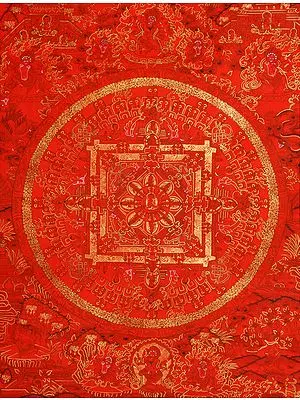 Red Mandala of Tibetan Buddhist Deity Gautam Buddha