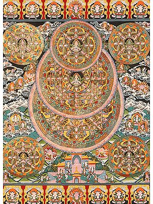 A Rare Mandalas of The Buddha with Bodhisattvas, Wrathful Guardians and Adepts
