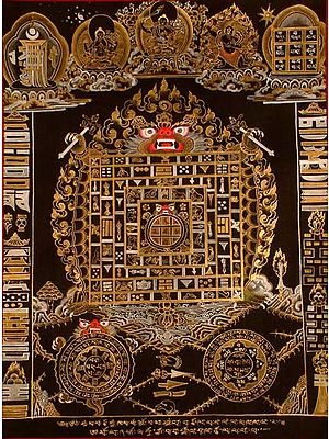 Tibetan Astrological Diagram with Magic Square
