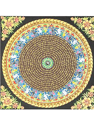 Mandala of Om With Mantras - Tibetan Buddhist