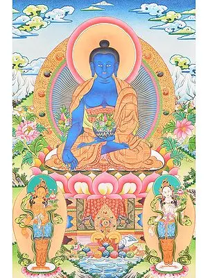 Tibetan Bhaishajyaguru Thangka – Sacred Medicine Buddha Painting | Handcrafted Spiritual Art