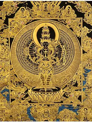 Thousand Arms of Compassion (Esoteric Black Thangka)