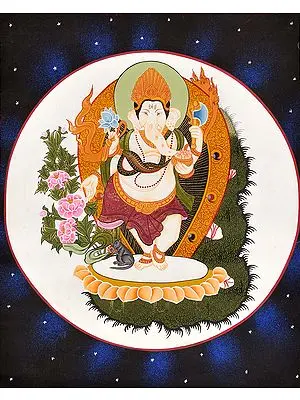 Ganesha Dancing Against Moon
