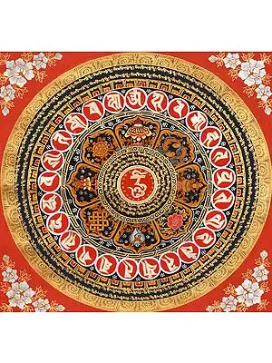 OM Mandala with Ashtamangala Symbols