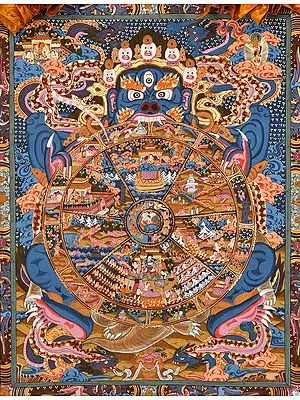 Tibetan Buddhist Wheel of Life, also known as The Wheel of Transmigration