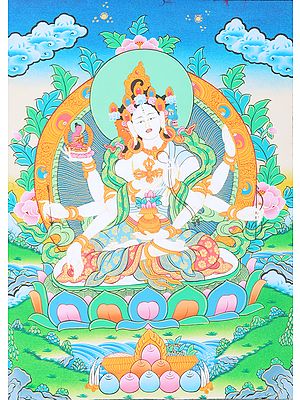 Tibetan Buddhist Vasudhara - Goddess of Good Luck and Knowledge