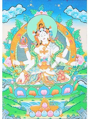 Tibetan Buddhist Vasudhara - Goddess of Good Luck and Knowledge
