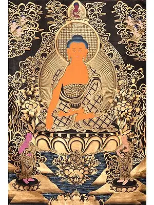 Tibetan Buddhist Lord Buddha in Earth Touching Gesture (Super Large Thangka)