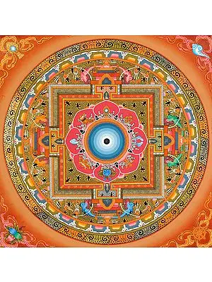 Tibetan Buddhist Om Mandala with Ashtamangala Symbols