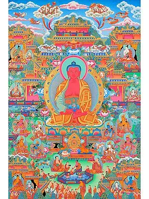 The Paradise of Amitabha Buddha (Super Fine Thangka) -Tibetan Buddhist