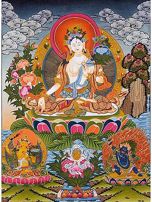 Sapta-lochani Mother Goddess Tara with Manjushri and Vajrapani