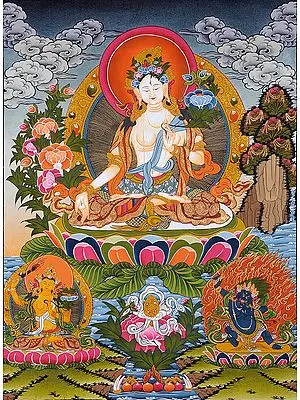 Sapta-lochani Mother Goddess Tara with Manjushri and Vajrapani