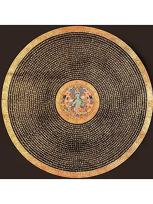 Tibetan Buddhist Goddess Green Tara Mandala with Syllable Mantra (Large Size)