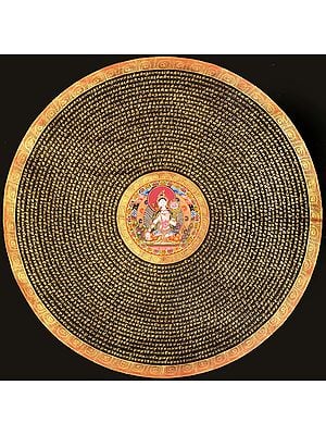 Tibetan Buddhist Goddess White Tara Mandala with Syllable Mantra (Large Size)