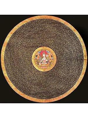 Tibetan Buddhist Goddess White Tara Mandala with Syllable Mantra (Large Size)
