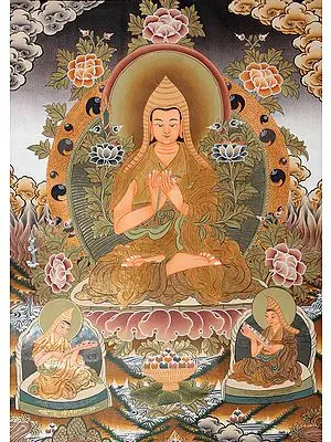 Pundit Tsongkhapa with His Chief Disciples Gyaltsab Je and Khedrup Je