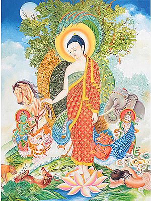 Shakyamuni Buddha Blesses Divine, Human and Animal Beings