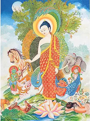 Shakyamuni Buddha Blesses Divine, Human and Animal Beings