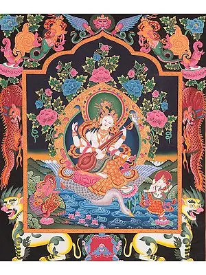 Goddess Saraswati Playing Veena