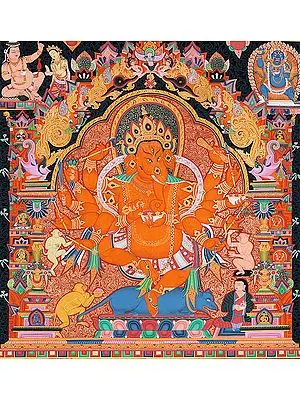 Glory of Rakta Ganesha (Large Thangka)