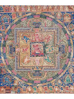 Tibetan Buddhist Mandala of Achalanath in Yab Yum (Large Thangka)
