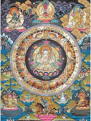 Chenrezig (Shadakshari Avalokiteshvara) Mandala (Large Thangka)