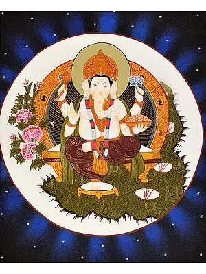 Shri Ganesha Tibetan Thangka Painting