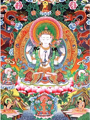 A Fine Portrait of Chenrezig (Shadakshari Lokeshvara)