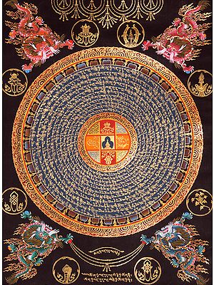 Chaitya (Stupa) Mandala with Auspicious Symbols and Syllable Mantras