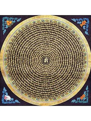 Om Mani Tibetan Buddhist Mandala with Syllable Mantras