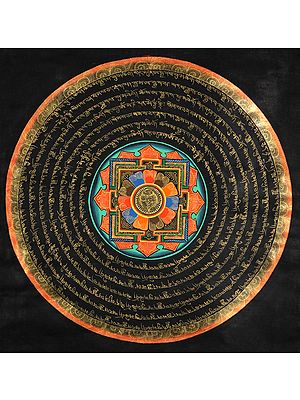 Conch (Ashtamangala) Mandala with Syllable Mantras