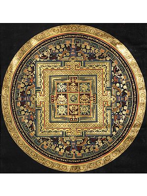 Om (AUM) Mandala with Ashtamangala Symbols