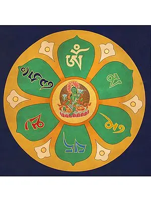 Green Tara Mandala with the  Syllable Om Mani Padme Hum