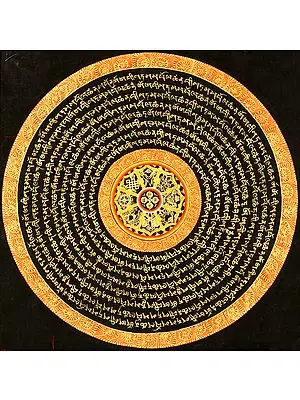 Mandala of Vishva Vajra (With Ashtamangala and the Syllable Om Mani Padme Hum)