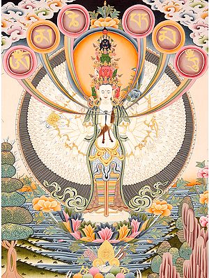 Thousand-Armed Avalokiteshvara with Om Mani Padme Hum Mantra