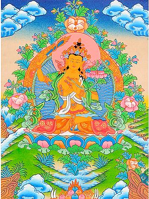 Buddhist Deity Manjushri Tibetan Thangka Painting