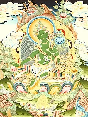 Emerald Green Fine Portrait of Goddess Green Tara